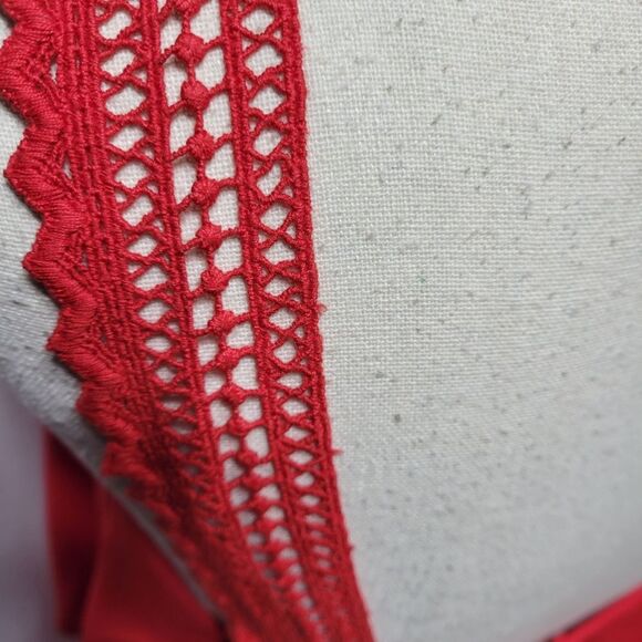 Anthropologie Maeve red dress, crochet spaghetti straps, layered top, sz2 - Picture 5 of 6